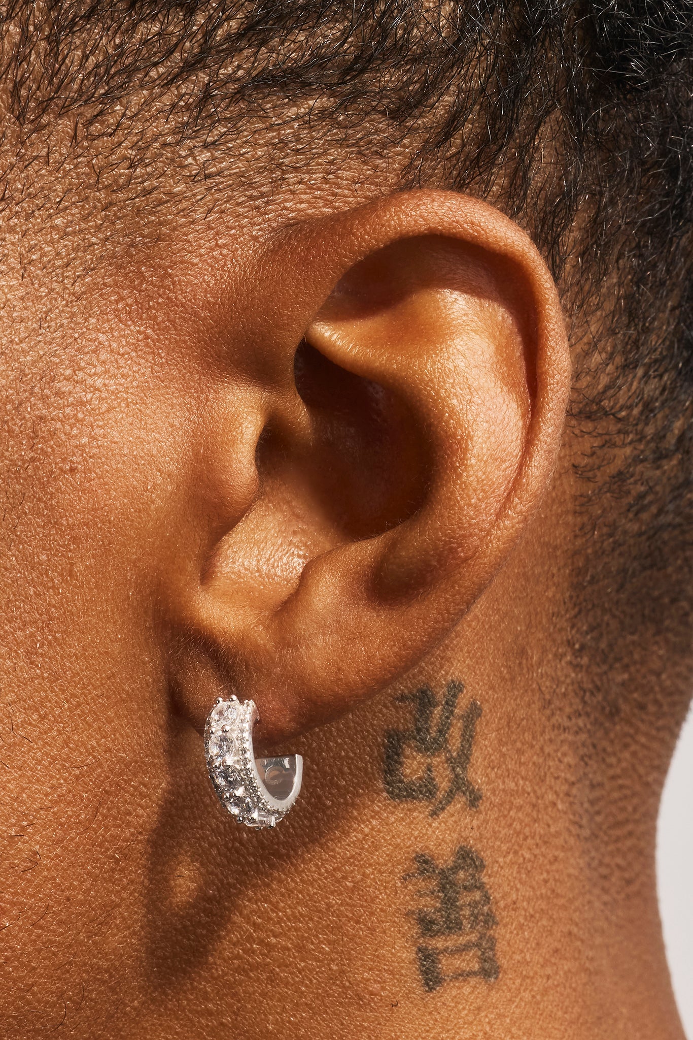 Iced Pave CZ Hoop Earrings - 12mm - White